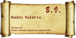 Badin Valéria névjegykártya